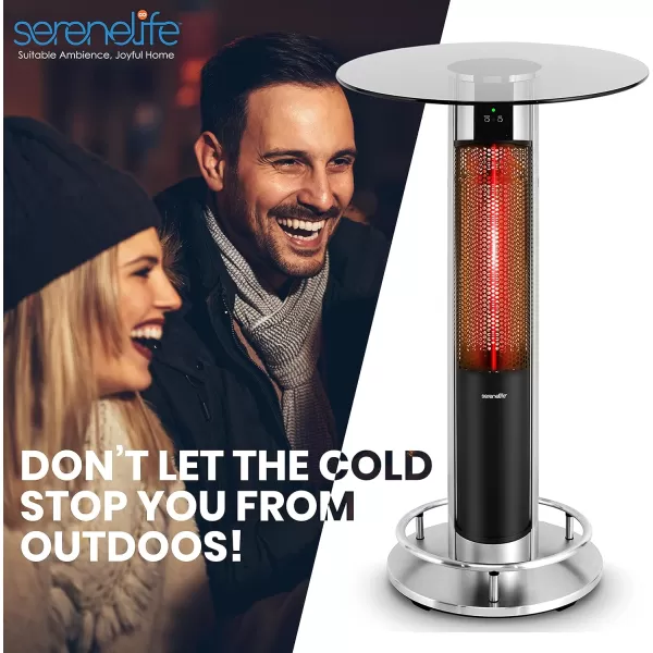 SereneLife Infrared Patio Heater, Electric Patio Heater for Indoor/Outdoor Use, Portable Table Heater with Remote Control, 1500 W, for Restaurant, Patio, Backyard, Garage, Decks 