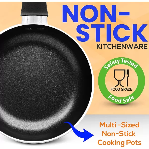 SereneLife Kitchenware Pots &amp; Pans Basic Kitchen Cookware, Black Non-Stick Coating Inside, Heat Resistant Lacquer , One Size, Blue