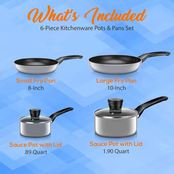 SereneLife Kitchenware Pots &amp; Pans Basic Kitchen Cookware, Black Non-Stick Coating Inside, Heat Resistant Lacquer , One Size, Blue