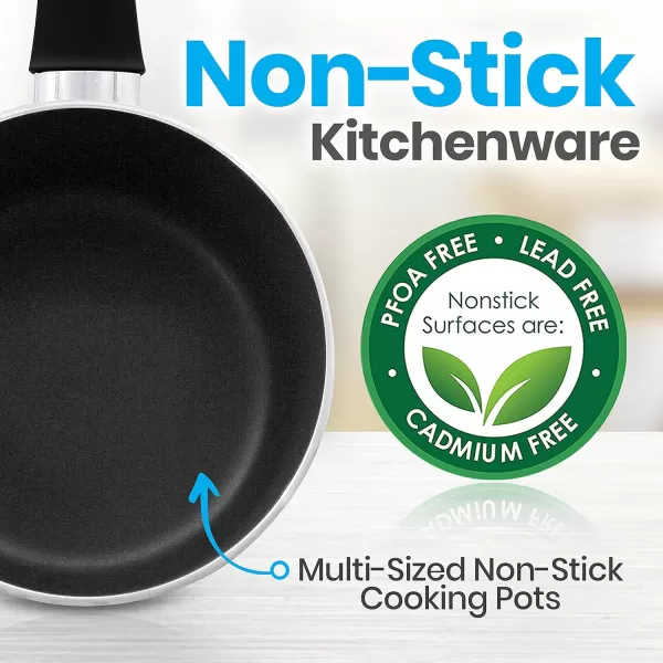 SereneLife Kitchenware Pots &amp; Pans Basic Kitchen Cookware, Black Non-Stick Coating Inside, Heat Resistant Lacquer , One Size, Blue