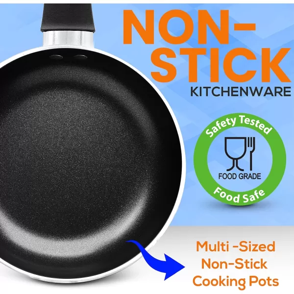 SereneLife Kitchenware Pots &amp; Pans Basic Kitchen Cookware, Black Non-Stick Coating Inside, Heat Resistant Lacquer , One Size, Blue