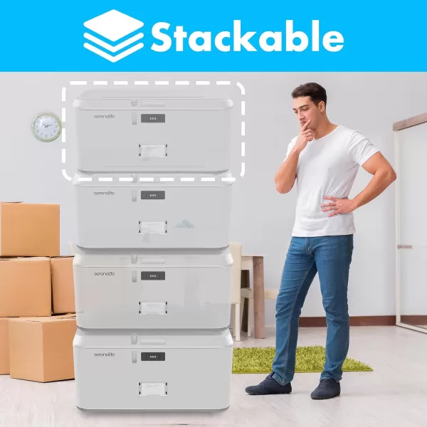 SereneLife Lockable Storage Box, 21 Gallon Capacity Storage Trunk with Combination Lock, Locking Container Bin for Organization