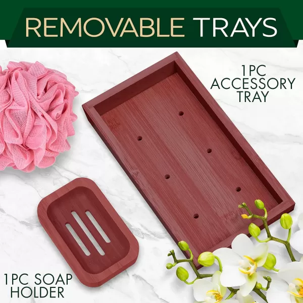 SereneLife Luxury Bamboo Bathtub Caddy Tray - Adjustable Natural Wood Bath Tub Organizer with Wine Holder, Cup Placement, Soap Dish, Book Space &amp; Phone Slot for Spa, Bathroom &amp; Shower - SLBCAD20