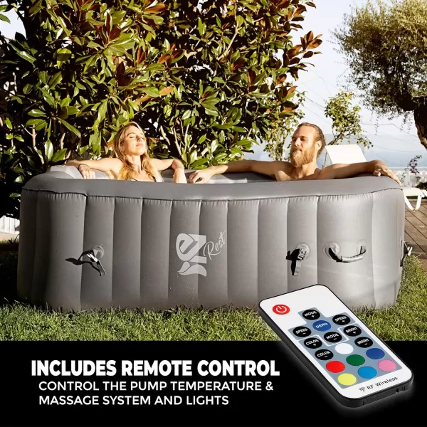 SereneLife Outdoor Portable Hot Tub - 82'' x 25'' 6-Person Round Inflatable Heated Pool Spa with 130 Bubble Jets, Filter Pump, Cover, LED Lights, and Remote Control