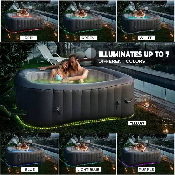 SereneLife Outdoor Portable Hot Tub - 82'' x 25'' 6-Person Round Inflatable Heated Pool Spa with 130 Bubble Jets, Filter Pump, Cover, LED Lights, and Remote Control