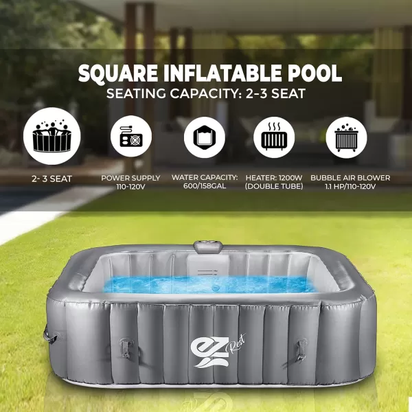 SereneLife Outdoor Portable Hot Tub - 82'' x 25'' 6-Person Round Inflatable Heated Pool Spa with 130 Bubble Jets, Filter Pump, Cover, LED Lights, and Remote Control