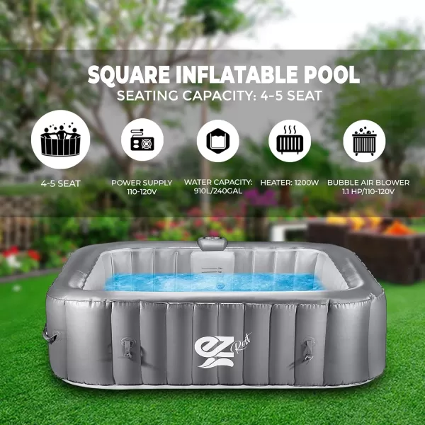 SereneLife Outdoor Portable Hot Tub - 82'' x 25'' 6-Person Round Inflatable Heated Pool Spa with 130 Bubble Jets, Filter Pump, Cover, LED Lights, and Remote Control