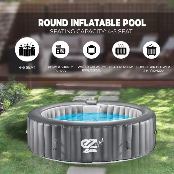 SereneLife Outdoor Portable Hot Tub - 82'' x 25'' 6-Person Round Inflatable Heated Pool Spa with 130 Bubble Jets, Filter Pump, Cover, LED Lights, and Remote Control