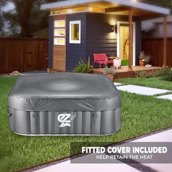 SereneLife Outdoor Portable Hot Tub - 82'' x 25'' 6-Person Round Inflatable Heated Pool Spa with 130 Bubble Jets, Filter Pump, Cover, LED Lights, and Remote Control