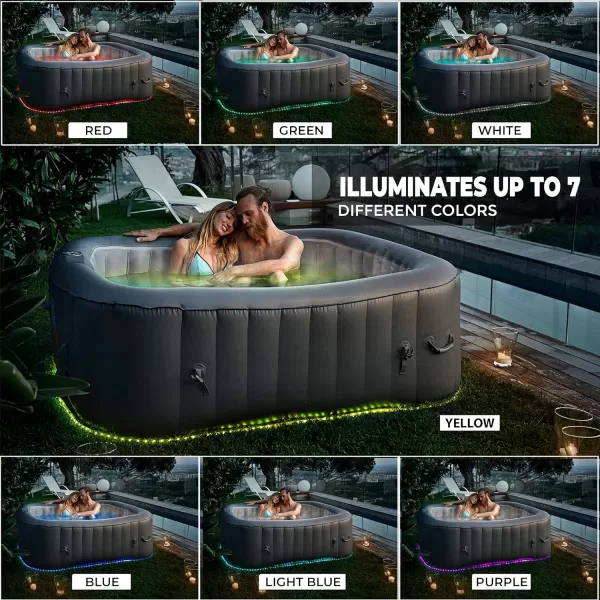 SereneLife Outdoor Portable Hot Tub - 82'' x 25'' 6-Person Round Inflatable Heated Pool Spa with 130 Bubble Jets, Filter Pump, Cover, LED Lights, and Remote Control