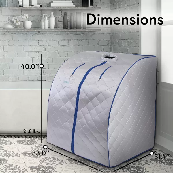 SereneLife Oversize Portable Infrared Home Spa | One Person Sauna | with Heating Foot Pad &amp; Portable Chair, SLISAU20BK, Black