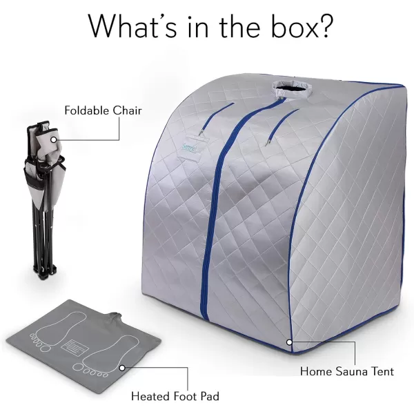 SereneLife Oversize Portable Infrared Home Spa | One Person Sauna | with Heating Foot Pad &amp; Portable Chair, SLISAU20BK, Black