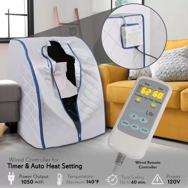 SereneLife Oversize Portable Infrared Home Spa | One Person Sauna | with Heating Foot Pad &amp; Portable Chair, SLISAU20BK, Black