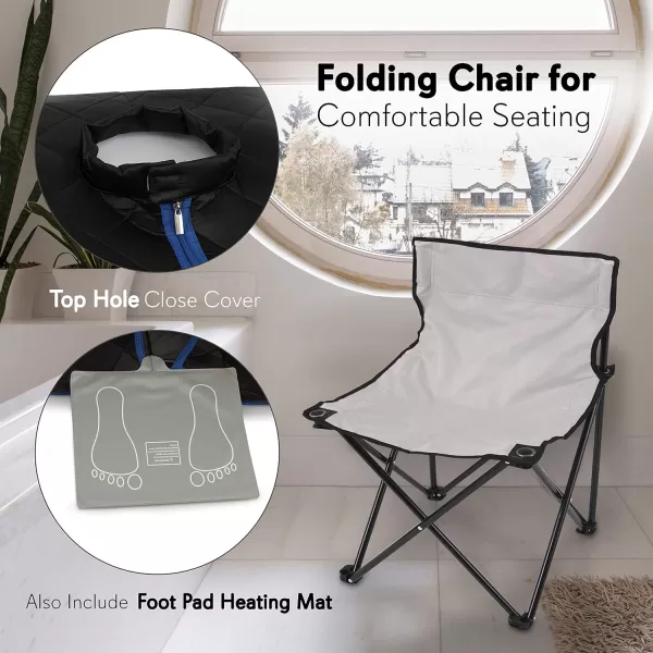 SereneLife Oversize Portable Infrared Home Spa | One Person Sauna | with Heating Foot Pad &amp; Portable Chair, SLISAU20BK, Black