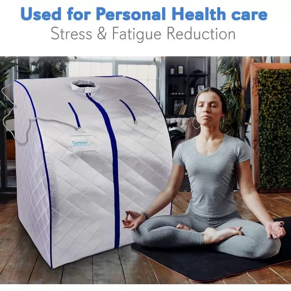 SereneLife Oversize Portable Infrared Home Spa | One Person Sauna | with Heating Foot Pad &amp; Portable Chair, SLISAU20BK, Black