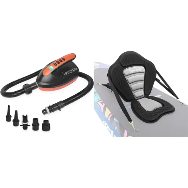 SereneLife Premium Compact Digital Air Pump Compressor with Preset PSI Auto Shut Off for Inflating SUP Paddle Boards, Boats, Rafts, Pool Toys, Water Sports 12V DC Car Connection 