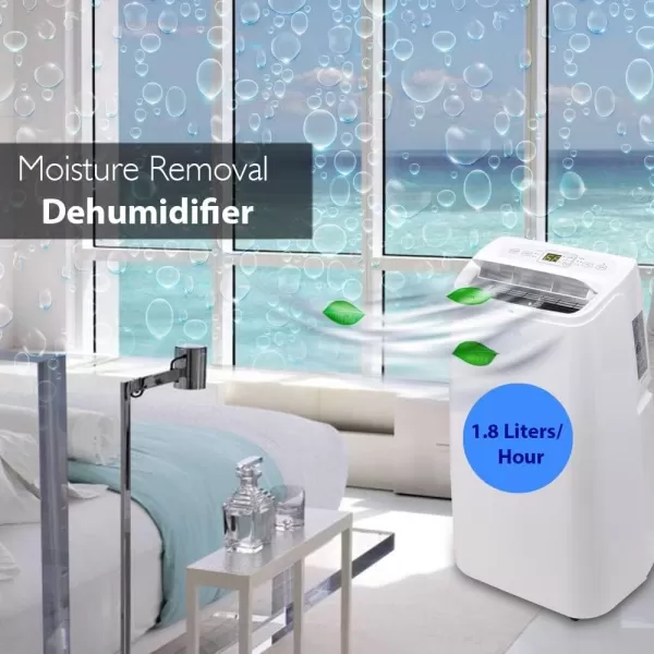 SereneLife SLPAC10 SLPAC 3-in-1 Portable Air Conditioner with Built-in Dehumidifier Function,Fan Mode, Remote Control, Complete Window Mount Exhaust Kit, 10,000 BTU, White