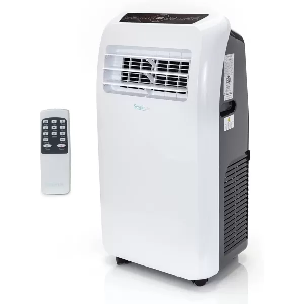 SereneLife SLPAC10 SLPAC 3-in-1 Portable Air Conditioner with Built-in Dehumidifier Function,Fan Mode, Remote Control, Complete Window Mount Exhaust Kit, 10,000 BTU, White