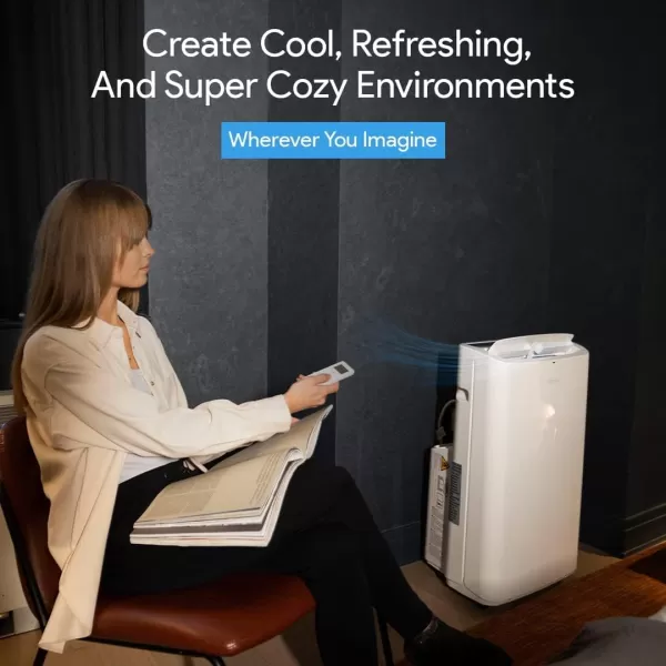 SereneLife SLPAC10 SLPAC 3-in-1 Portable Air Conditioner with Built-in Dehumidifier Function,Fan Mode, Remote Control, Complete Window Mount Exhaust Kit, 10,000 BTU, White