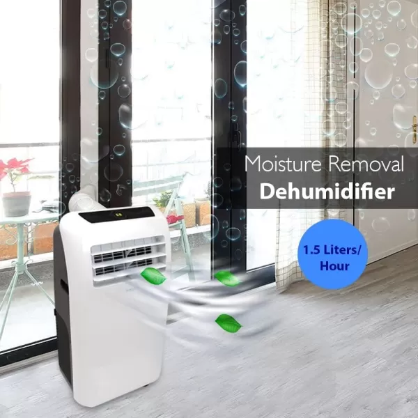 SereneLife SLPAC10 SLPAC 3-in-1 Portable Air Conditioner with Built-in Dehumidifier Function,Fan Mode, Remote Control, Complete Window Mount Exhaust Kit, 10,000 BTU, White