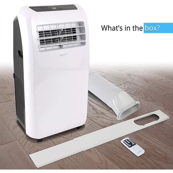 SereneLife SLPAC10 SLPAC 3-in-1 Portable Air Conditioner with Built-in Dehumidifier Function,Fan Mode, Remote Control, Complete Window Mount Exhaust Kit, 10,000 BTU, White