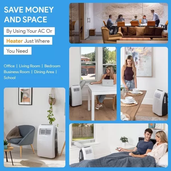 SereneLife SLPAC10 SLPAC 3-in-1 Portable Air Conditioner with Built-in Dehumidifier Function,Fan Mode, Remote Control, Complete Window Mount Exhaust Kit, 10,000 BTU, White