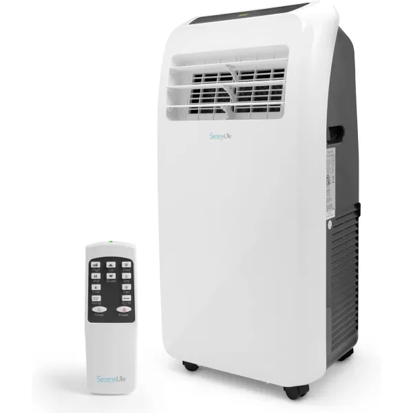 SereneLife SLPAC10 SLPAC 3-in-1 Portable Air Conditioner with Built-in Dehumidifier Function,Fan Mode, Remote Control, Complete Window Mount Exhaust Kit, 10,000 BTU, White