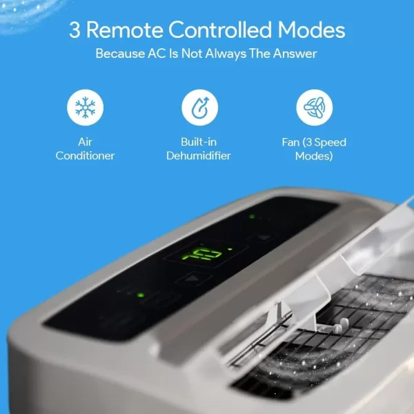 SereneLife SLPAC10 SLPAC 3-in-1 Portable Air Conditioner with Built-in Dehumidifier Function,Fan Mode, Remote Control, Complete Window Mount Exhaust Kit, 10,000 BTU, White