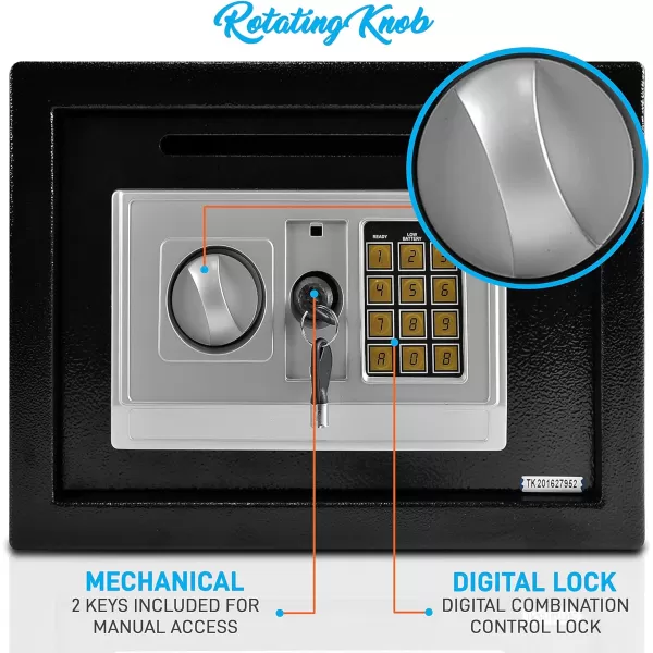 SereneLife Safe Box Front Loading Safe Cash Drop Vault Safe Security Box Cabinet Safe &amp; Money Safe Box Digital Steel Safe Safety Box for Cabinets, Home &amp; Office 13.8 x 9.8 x 9.8 2 Keys