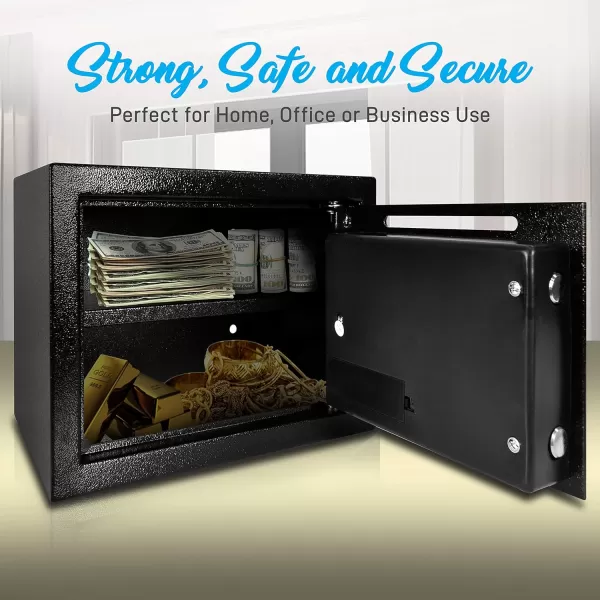SereneLife Safe Box Front Loading Safe Cash Drop Vault Safe Security Box Cabinet Safe &amp; Money Safe Box Digital Steel Safe Safety Box for Cabinets, Home &amp; Office 13.8 x 9.8 x 9.8 2 Keys