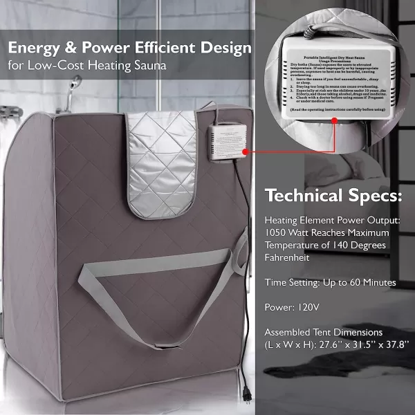 SereneLife Sauna - Portable Infrared Sauna, Home Sauna Tent, Sauna Room, Sauna Bag, One Person Indoor Sauna Box with Heating Foot Pad, Portable Chair and Remote Controller