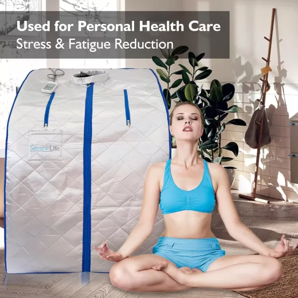 SereneLife Sauna - Portable Infrared Sauna, Home Sauna Tent, Sauna Room, Sauna Bag, One Person Indoor Sauna Box with Heating Foot Pad, Portable Chair and Remote Controller