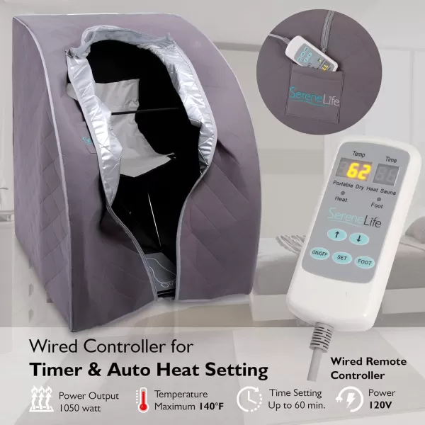 SereneLife Sauna - Portable Infrared Sauna, Home Sauna Tent, Sauna Room, Sauna Bag, One Person Indoor Sauna Box with Heating Foot Pad, Portable Chair and Remote Controller