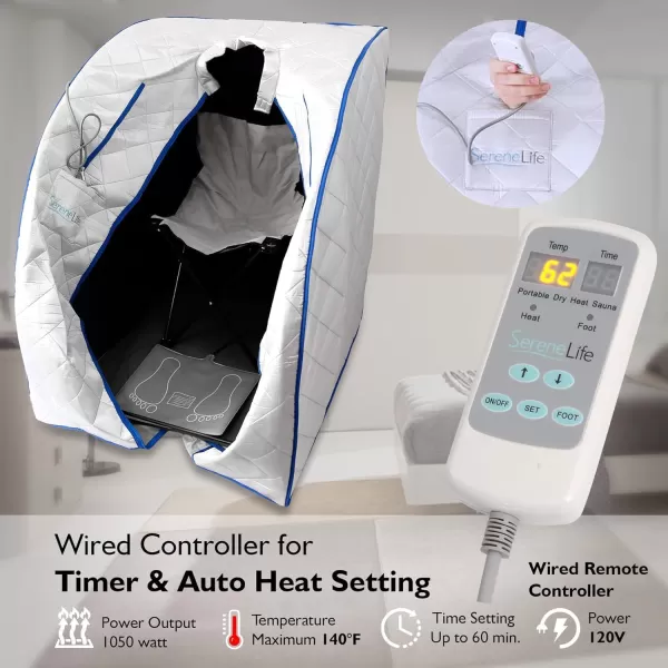 SereneLife Sauna - Portable Infrared Sauna, Home Sauna Tent, Sauna Room, Sauna Bag, One Person Indoor Sauna Box with Heating Foot Pad, Portable Chair and Remote Controller