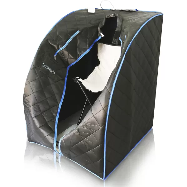 SereneLife Sauna - Portable Infrared Sauna, Home Sauna Tent, Sauna Room, Sauna Bag, One Person Indoor Sauna Box with Heating Foot Pad, Portable Chair and Remote Controller