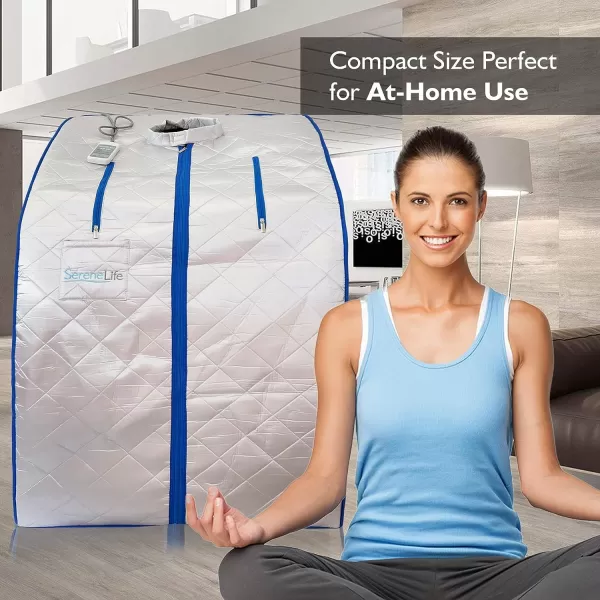 SereneLife Sauna - Portable Infrared Sauna, Home Sauna Tent, Sauna Room, Sauna Bag, One Person Indoor Sauna Box with Heating Foot Pad, Portable Chair and Remote Controller
