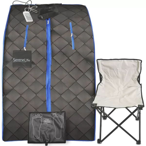 SereneLife Sauna - Portable Infrared Sauna, Home Sauna Tent, Sauna Room, Sauna Bag, One Person Indoor Sauna Box with Heating Foot Pad, Portable Chair and Remote Controller