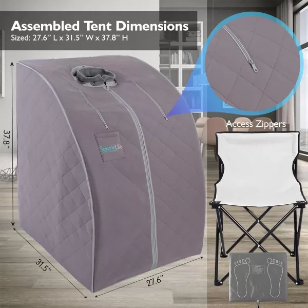 SereneLife Sauna - Portable Infrared Sauna, Home Sauna Tent, Sauna Room, Sauna Bag, One Person Indoor Sauna Box with Heating Foot Pad, Portable Chair and Remote Controller