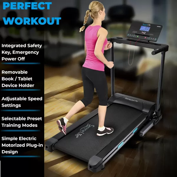 SereneLife Smart Electric Folding Treadmill – Easy Assembly Fitness Motorized Running Jogging Exercise Machine with Manual Incline Adjustment, 12 Preset Programs
