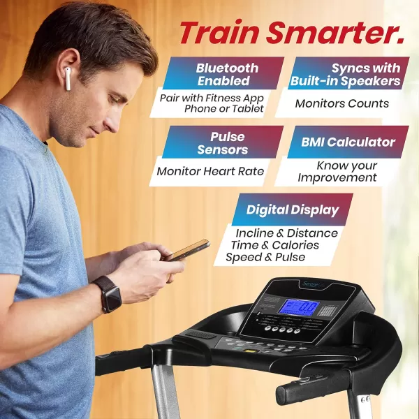 SereneLife Smart Electric Folding Treadmill – Easy Assembly Fitness Motorized Running Jogging Exercise Machine with Manual Incline Adjustment, 12 Preset Programs