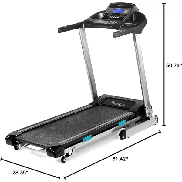 SereneLife Smart Electric Folding Treadmill – Easy Assembly Fitness Motorized Running Jogging Exercise Machine with Manual Incline Adjustment, 12 Preset Programs