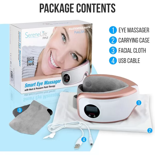 SereneLife Smart Eye Massager with Heat and Compression, Vibration, Music, Wireless Heated Mask for Migraines and Stress Therapy )