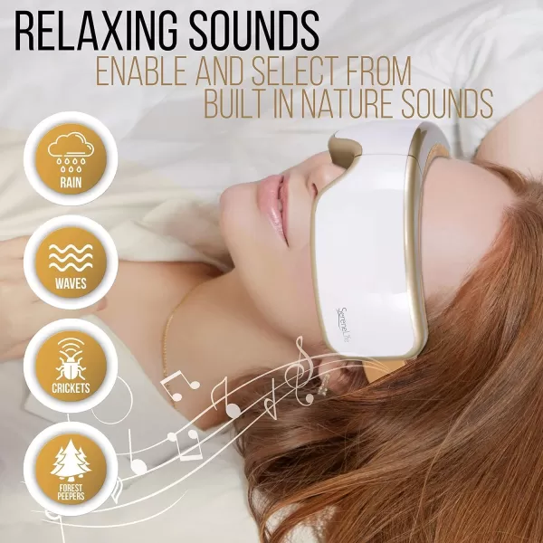 SereneLife Smart Eye Massager with Heat and Compression, Vibration, Music, Wireless Heated Mask for Migraines and Stress Therapy )