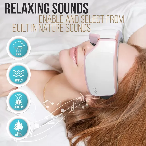 SereneLife Smart Eye Massager with Heat and Compression, Vibration, Music, Wireless Heated Mask for Migraines and Stress Therapy )