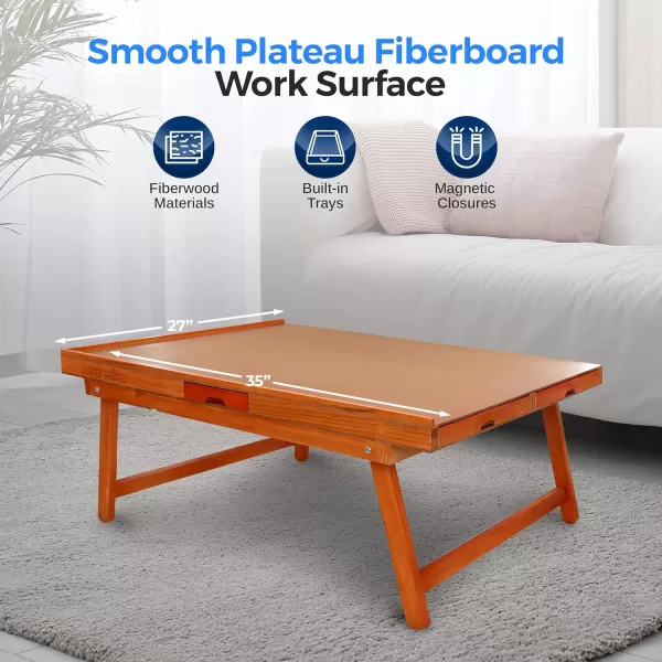 SereneLife Wooden Jigsaw Puzzle Table with 6 Removable Sliding Storage Drawers and Foldable Legs, Smooth Plateau Fiberboard Work Surface and Reinforced Hardwood, for Games and Puzzles, Kids&amp;Adults