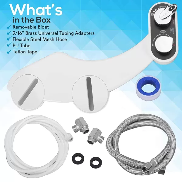 Serenelife Bathroom Bidet Seat Attachment - Fresh &amp; Hot Water Adjustable Function with Plastic Sprayer for Full Bottom Cleaning - Standard Non-Electric Mechanical Self Clean Personal Hygiene SLTLSP14