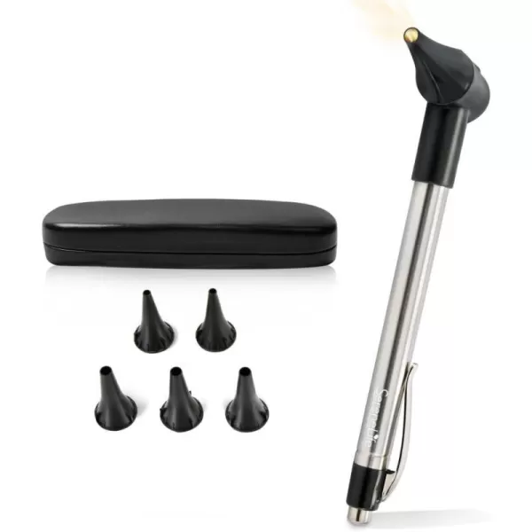 SereneLife Fiber Optic Otoscope Auriscope Kit - Home Internal Ear Inspection Instrument w/ Battery, LED Digital Light, 3X Magnification, Washable Ear Tips for Children, Adults or Pets - SereneLife