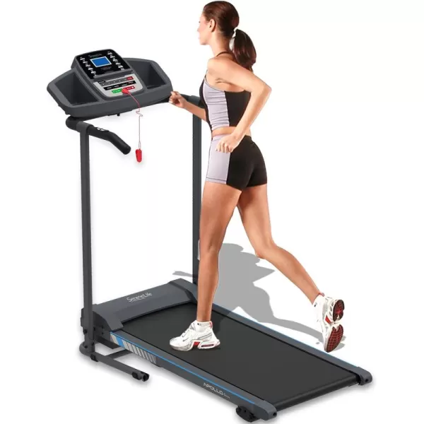SereneLife Folding Treadmill - Foldable Home Fitness Equipment with LCD for Walking &amp; Running - Cardio Exercise Machine - Preset and Adjustable Programs - Bluetooth Connectivity