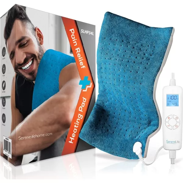 SereneLife Full Body Electric Heating Pad-150° F Washable Large Warming Blanket Heat Pack Therapy Pad w/Auto Shut Off For Back Neck Shoulder Foot Leg Muscle Pain Menstrual Period Cramps-SLHP34L)