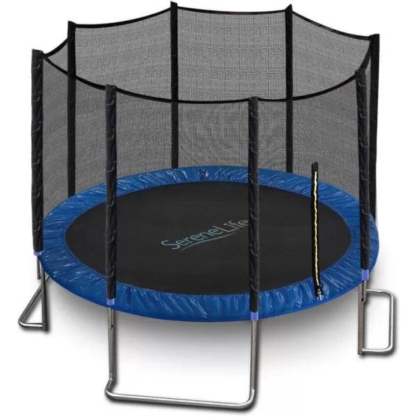 SereneLife Full Size Backyard Trampoline with Safety Net - Enclosed Trampoline for Kids, Teen, Adult